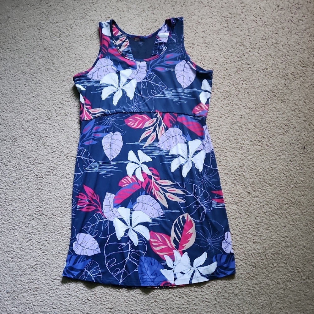 Floral Sleeveless Dress - Navy and Pink